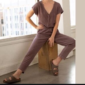 NWT HELLO NITE 100% cotton Gray Jumpsuit. Size Small